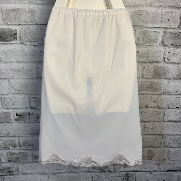 Vintage Slip Skirt Small White Embroidered Lace Slit Hem Knee Length - Picture 5 of 11